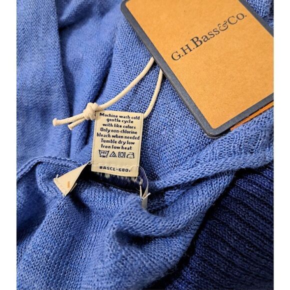 Gh Bass Womens Small Summer Weight Sweater Linen Beach Knit Blue Ombre - Picture 8 of 10